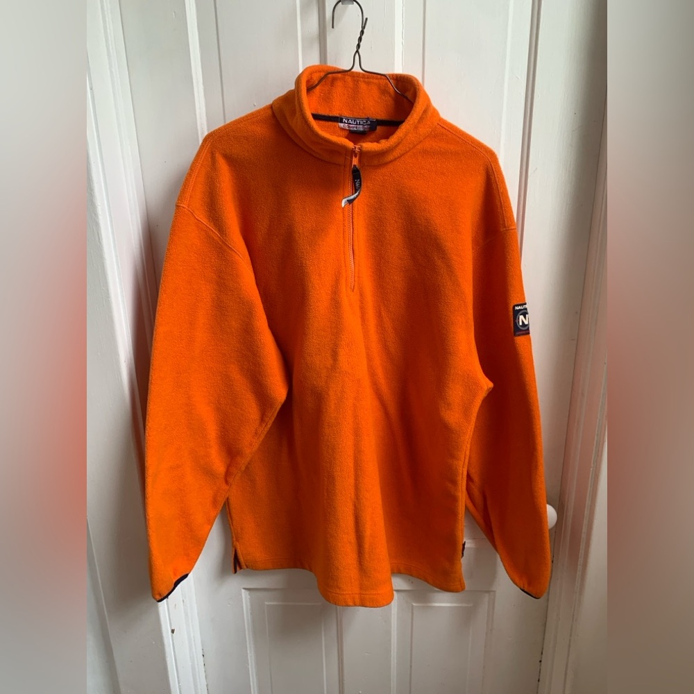 Nautica Competition Orange Quarter Zip Fleece Pullover XXL